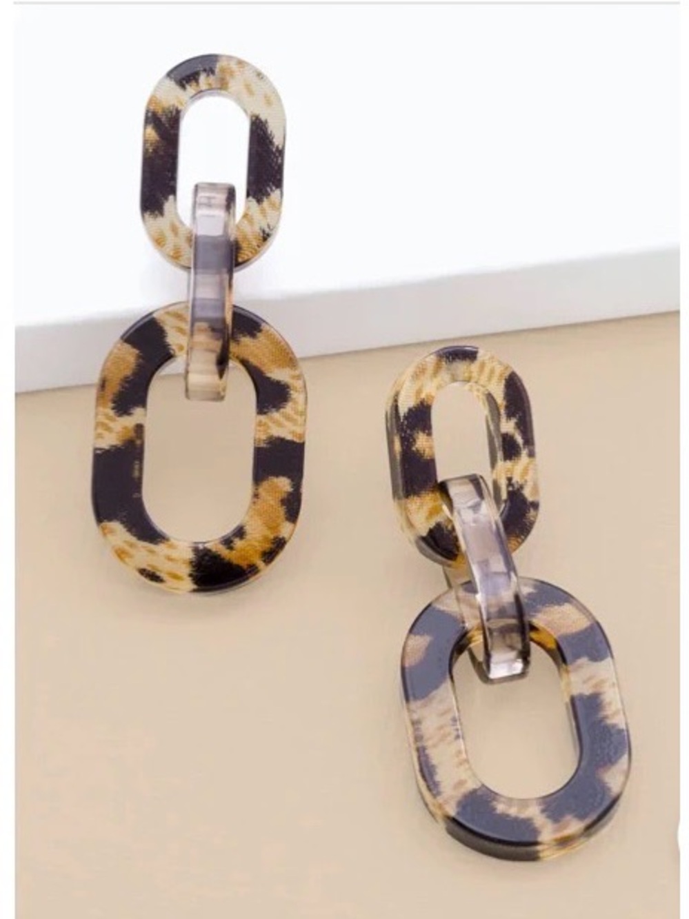 ZENZII - Leopard Print Link Drop Earrings